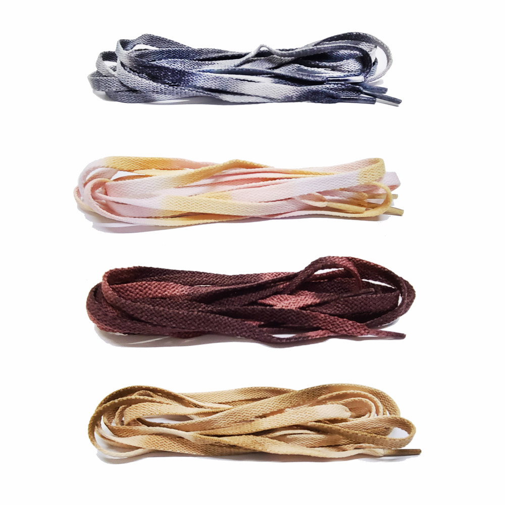 Vintage Tie Dye Flat Shoelaces-Part 2-Cheese-Grey-Maroon-Tan-4 Colours-